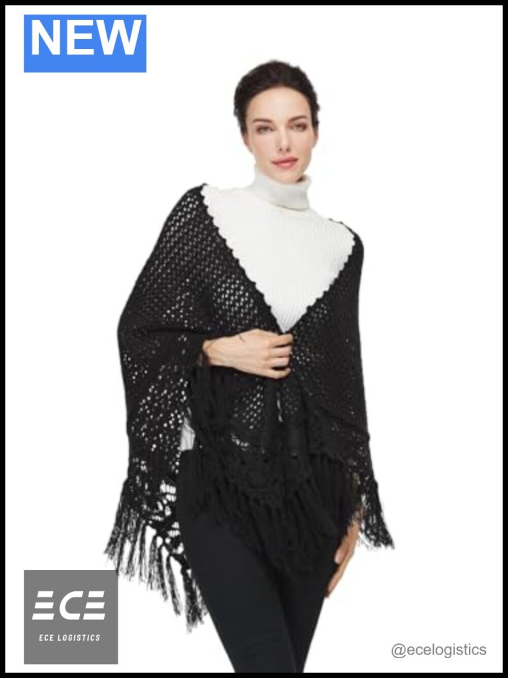 Handmade Crochet Triangle Fringed Shawl Wrap Evening Cover Up